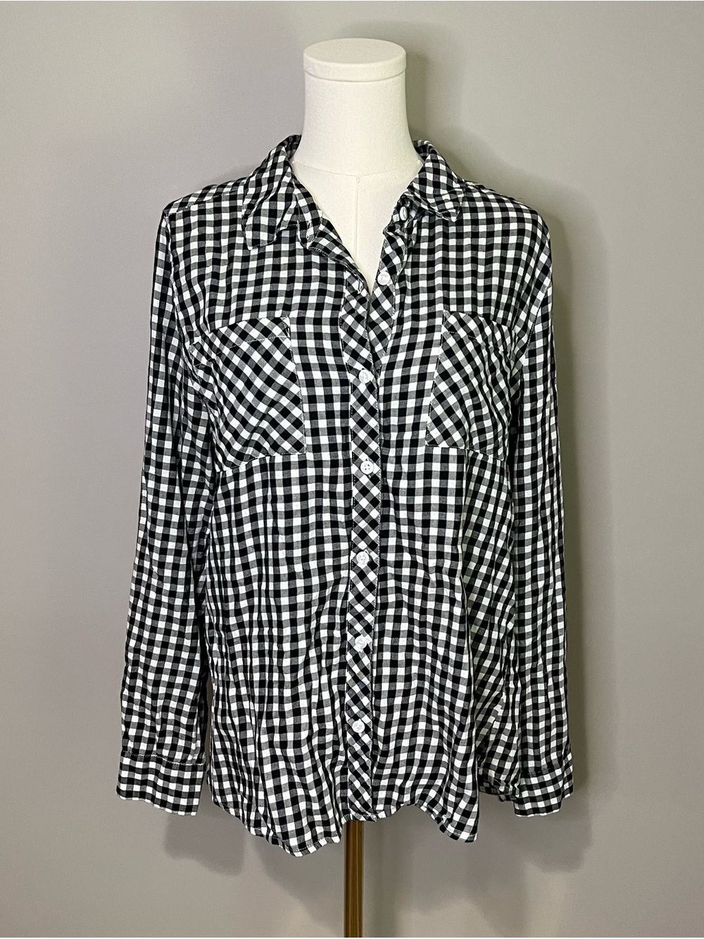 Relativity 100% Cotton Gingham Button Down Shirt Size L